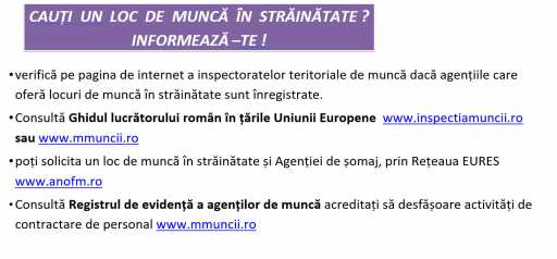 Informare loc de munca in strainatate